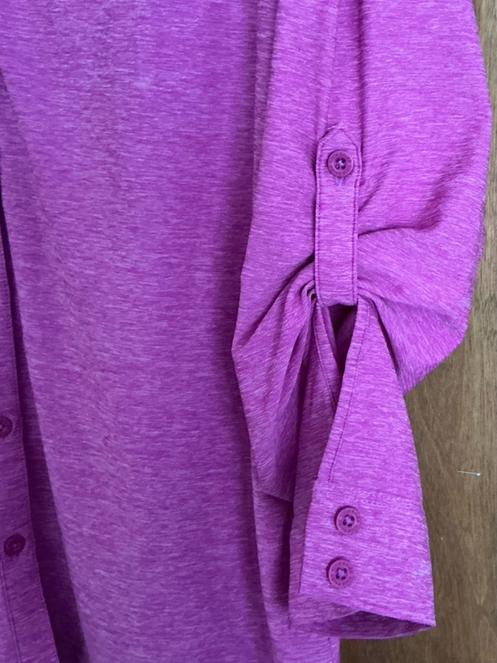 Eddie Bauer Travex Button Down Shirt Roll Tab Long Sleeve Top Purple Light M - Picture 3 of 11